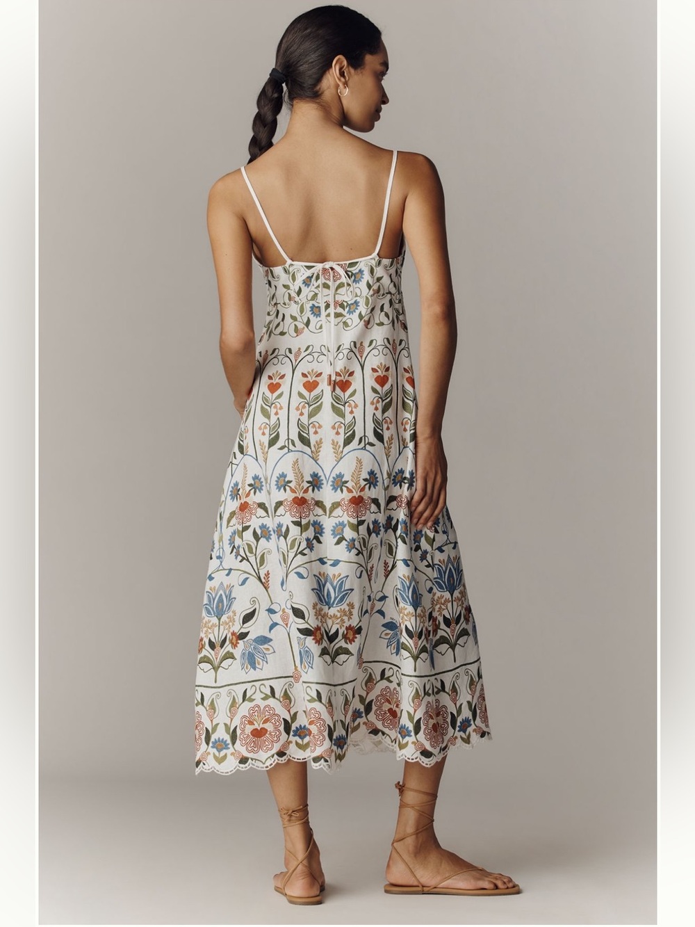 NWT Farm Rio Off-White Stitched Garden Midi Dress - Picture 3 of 8